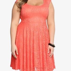 TORRID Coral Keyhole Back Skater mini Dress size 2